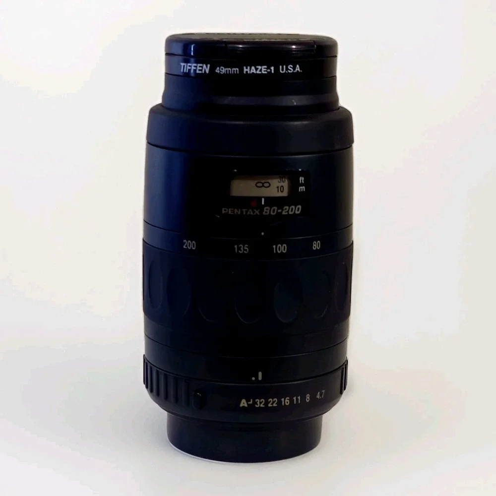Pentax F SMC 80-200mm f/4.7-5.6 Camera Lens W/ A TIFFEN HAZE-1 49 mm Filter